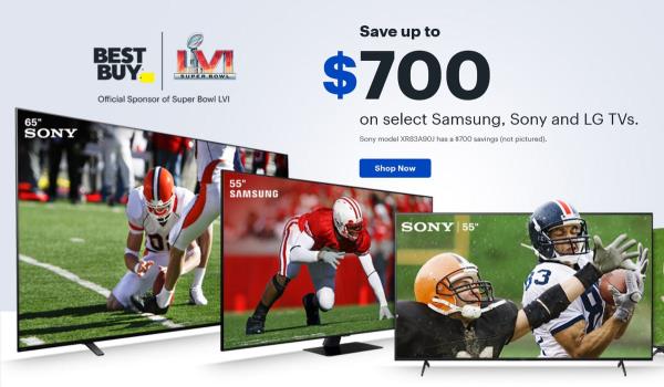 百思买电视为这场大赛提供了优惠:LG 8K电视降价1500美元，索尼65英寸电视降价600美元